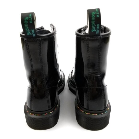 RARE Dr. Martens Rainbow Holographic Patent Leather Combat Boots 5 Black Grunge - Picture 8 of 11